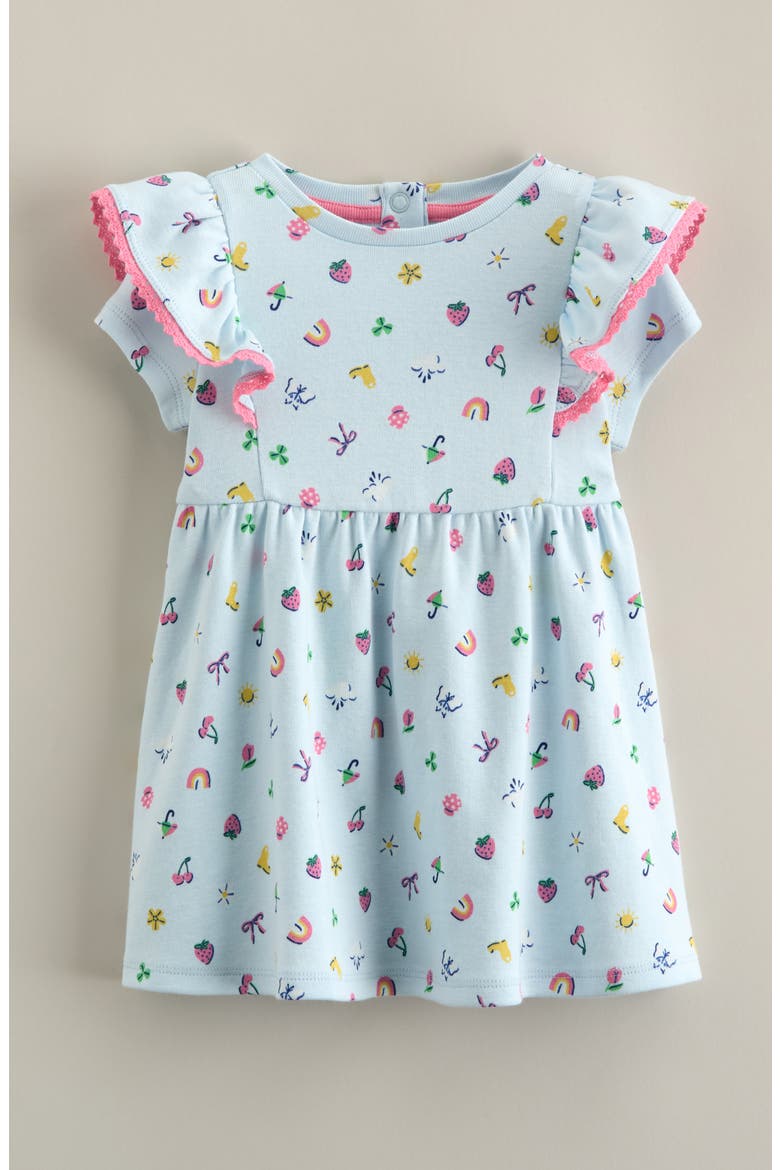 Print Flutter Sleeve Dress, Main, color, BLUE DELICATE RAINY DAY