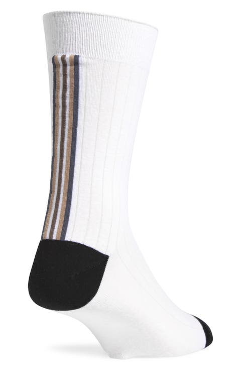 Ribbed Cotton Blend Crew Socks