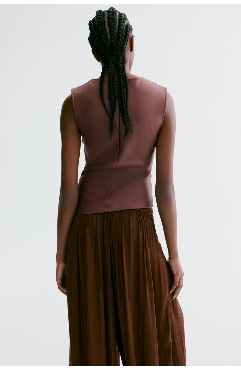 H&M Coated Jersey Top, Alternate, color, Dark Brown