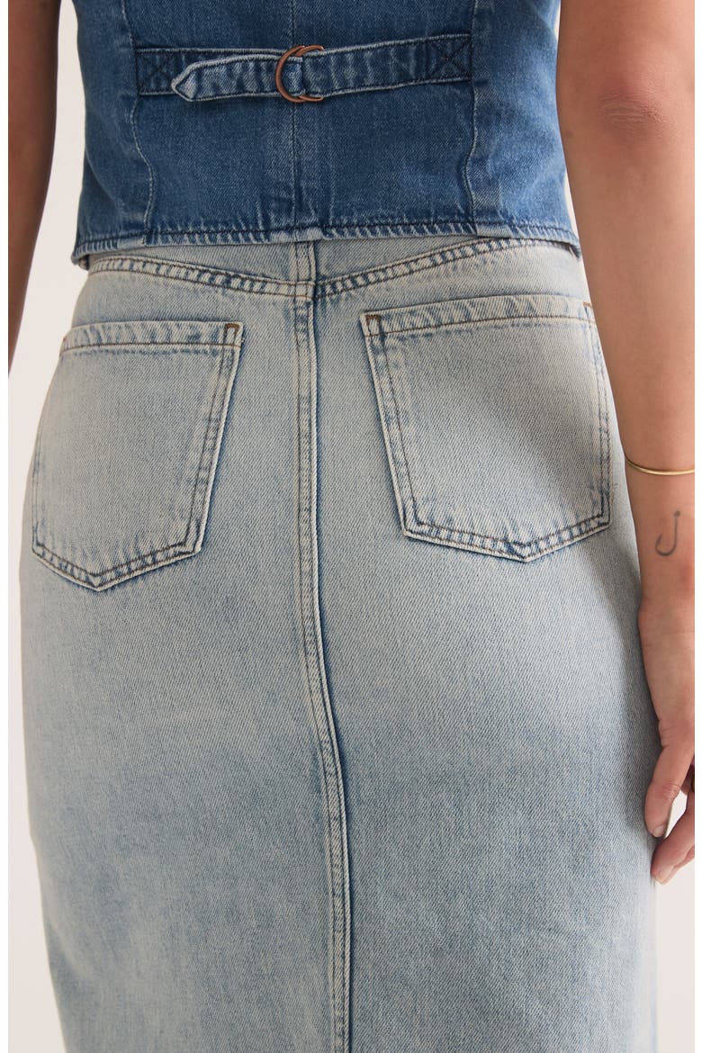 Fawn Denim Midi Skirt, Alternate, color, MEDIUMWASH