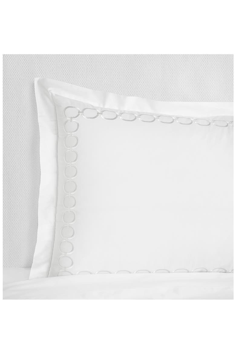 Catena Cotton Percale Boudoir Pillow Sham, Main, color, WHITE/ LUNAR