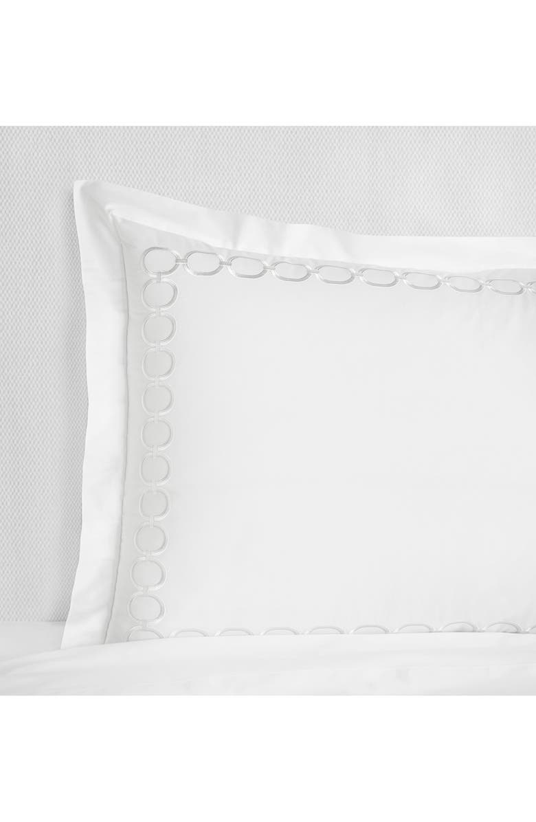 SFERRA Catena Cotton Percale Boudoir Pillow Sham, Main, color, White/ Lunar