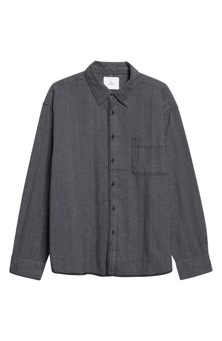 The Elder Statesman Summer Weave Stripe Cotton Button-Up Shirt, Main, color, Twilight Chevron