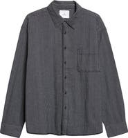 The Elder Statesman Summer Weave Stripe Cotton Button-Up Shirt