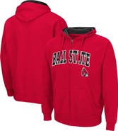 COLOSSEUM Men's Colosseum Cardinal Ball State Cardinals Arch & Logo 3.0 Full-Zip Hoodie