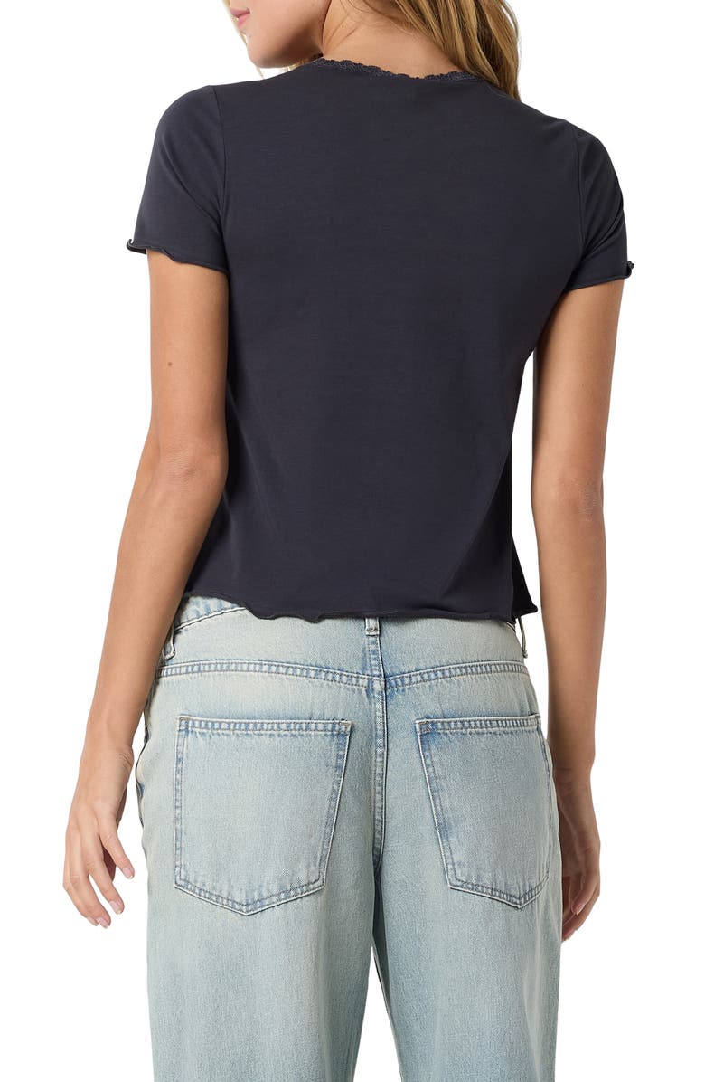 Noisy may Justine Lace Trim Top, Alternate, color, Obsidian