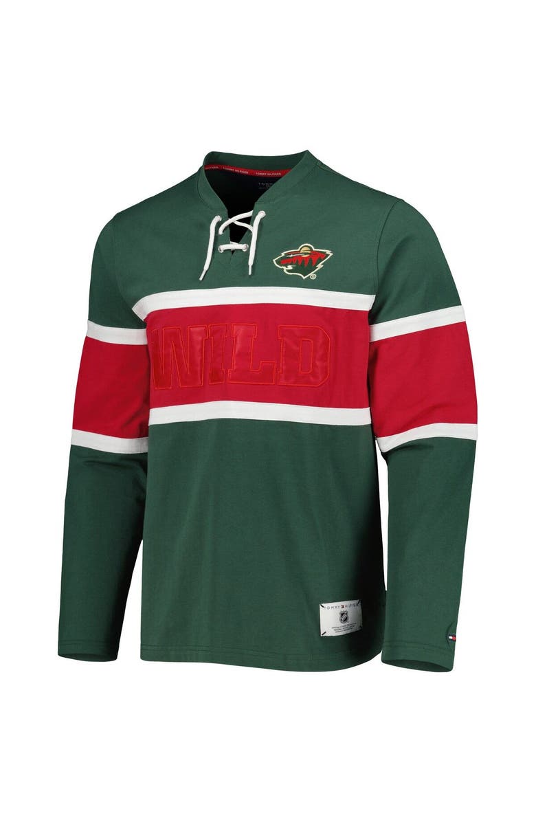 Tommy Hilfiger Men's Tommy Hilfiger Green Minnesota Wild Walter Lace-Up Long Sleeve Top, Alternate, color, 