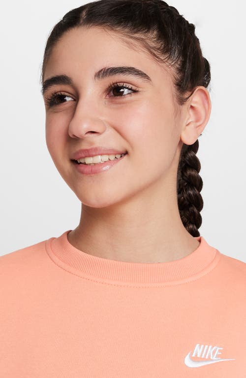 Nike Women's Sportswear Club Fleece Girls' Boxy Crew-neck Sweatshirt In Orange