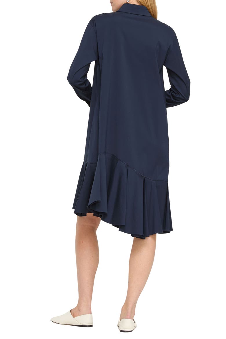 Long Sleeve Stretch Cotton Blend Asymmetric Shirtdress, Alternate, color, INK