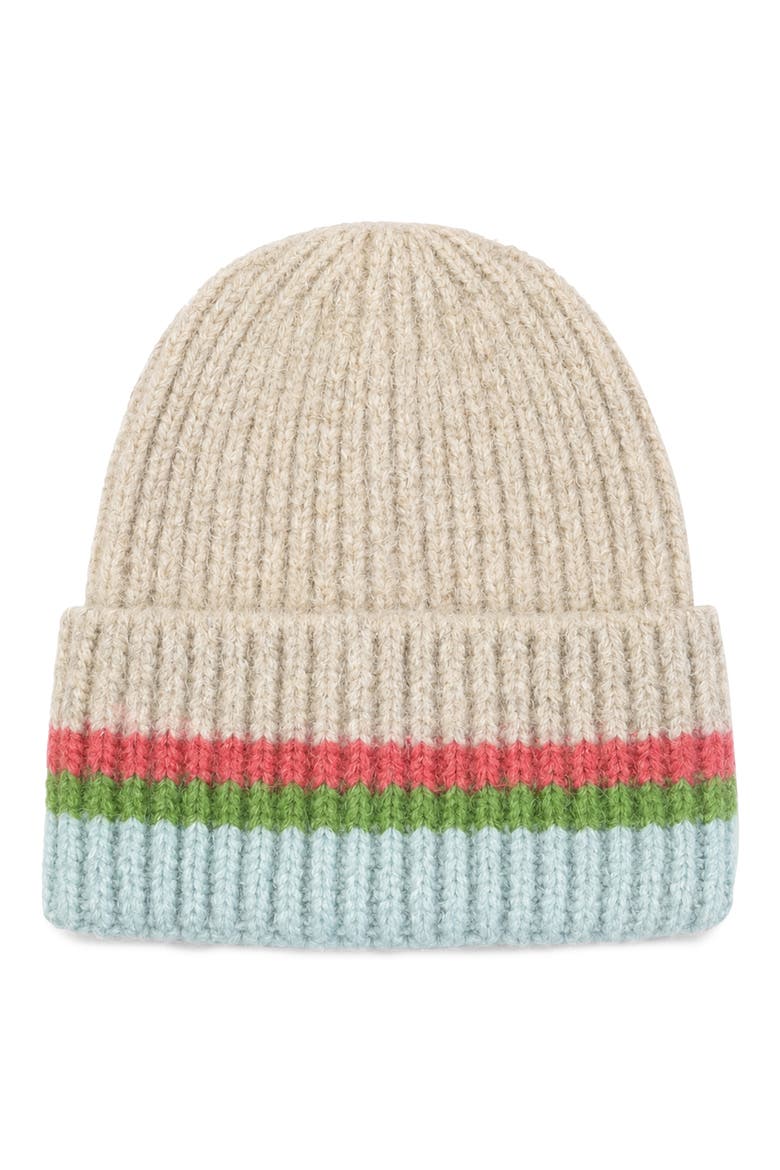 Striped Cuffed Knit Beanie, Alternate, color, NATURAL
