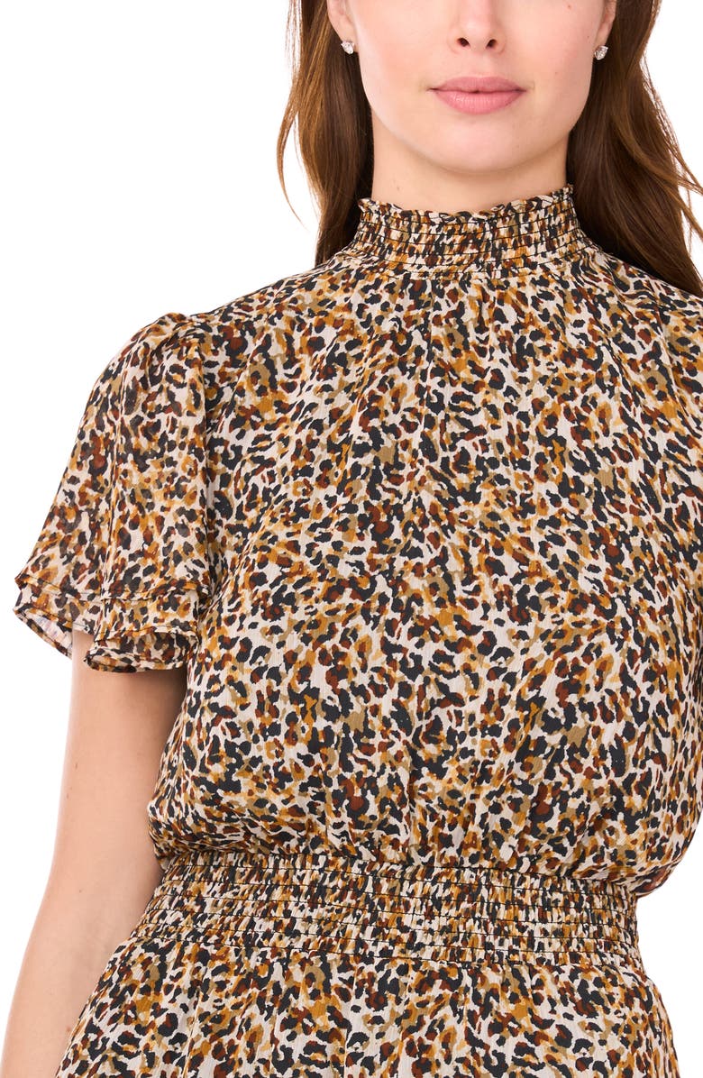 Halogen<sup>®</sup> Smock Neck Tiered Minidress, Alternate, color, Toast