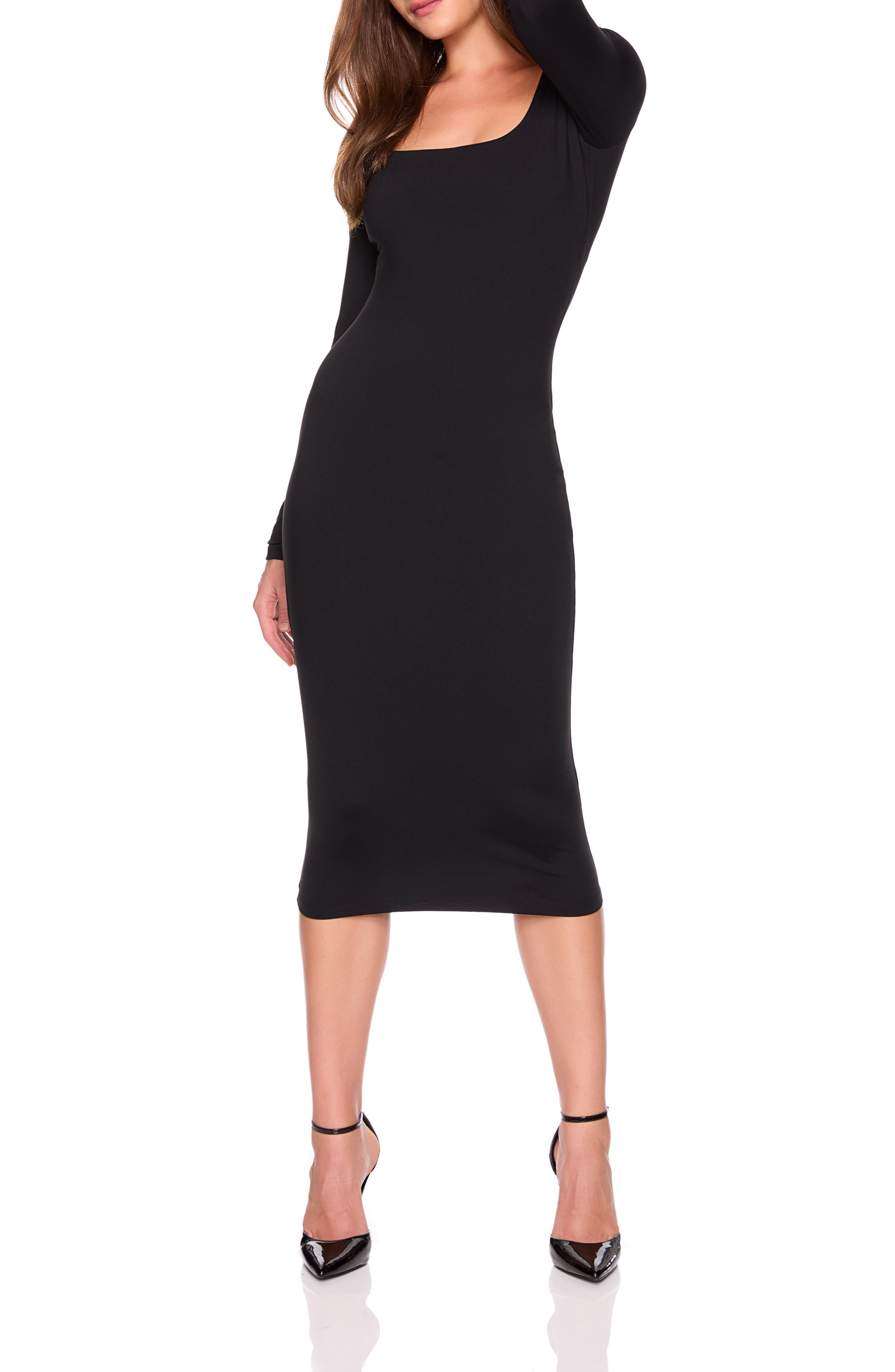 Susana Monaco Scoop Long Sleeve Midi Dress
