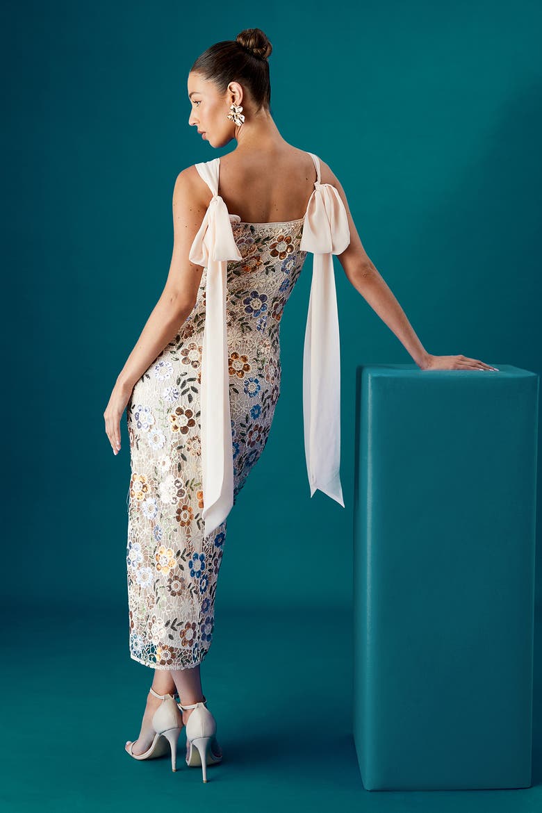 Muse Embellished Midi Dress, Alternate, color, Nude