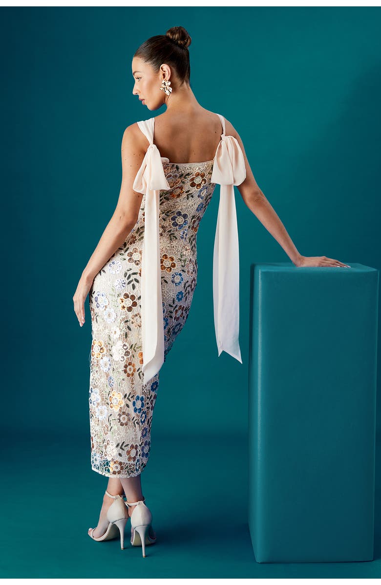 Coast Muse Embellished Midi Dress, Alternate, color, Nude