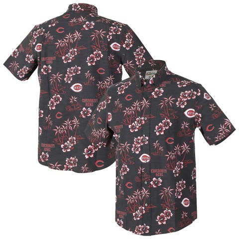 Men's Reyn Spooner  Black Cincinnati Reds Kekai Performance Button-Up Top
