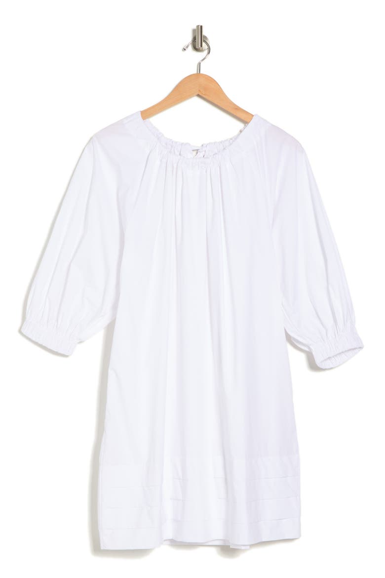 Pleated Hem Cotton Minidress, Alternate, color, WHITE