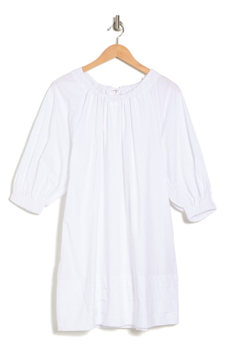 English Factory Pleated Hem Cotton Minidress, Alternate, color, White