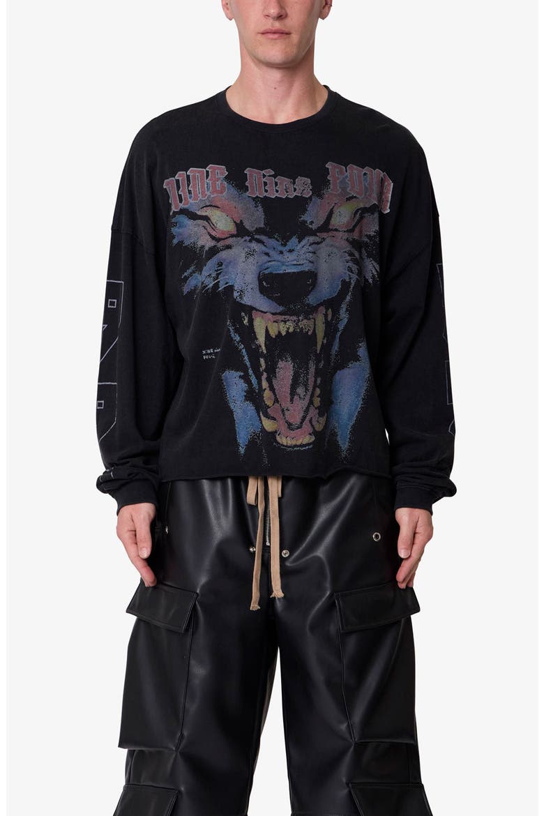 994 Wolf Oversize Cotton Graphic T-Shirt, Main, color, BLACK