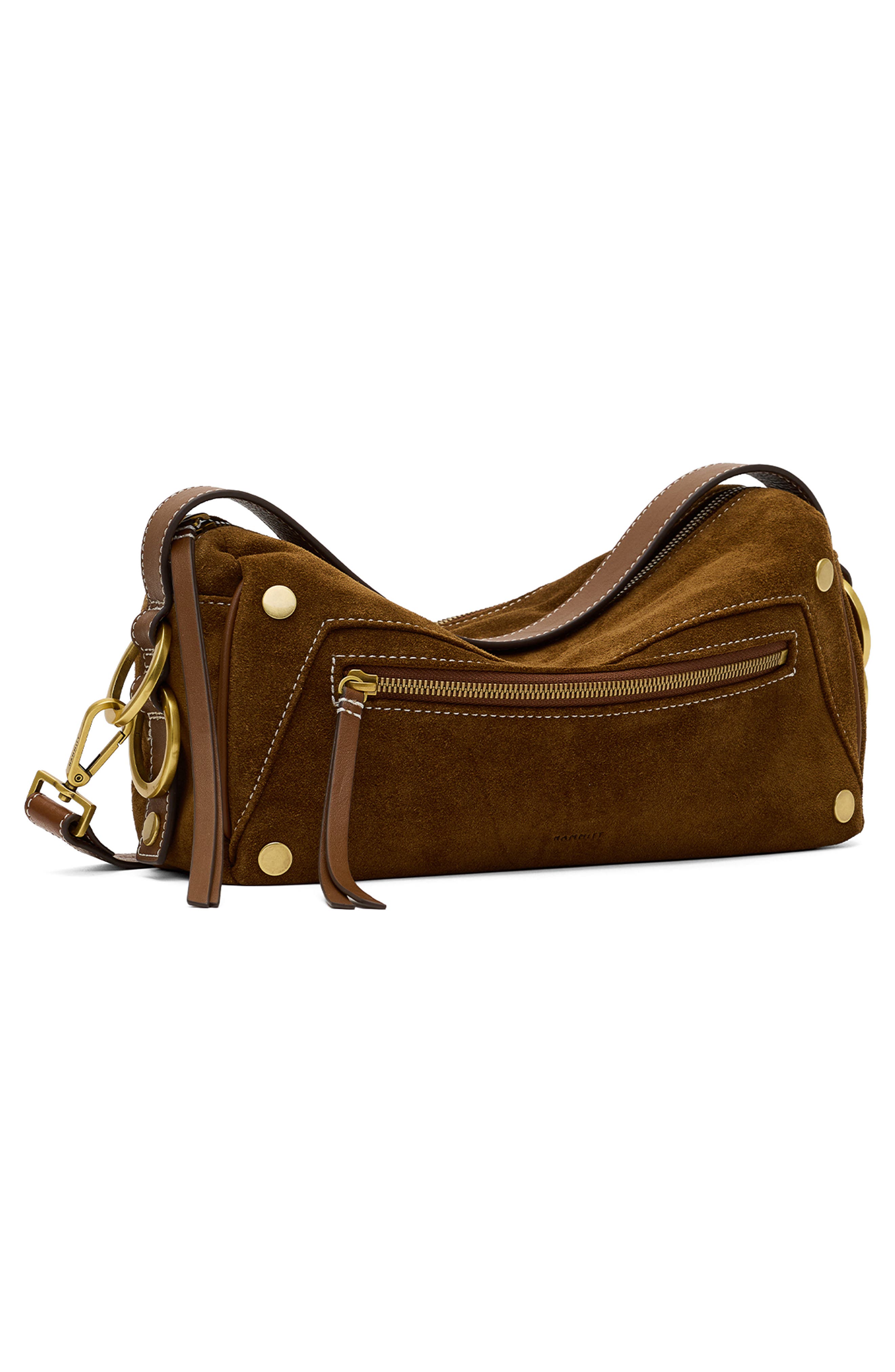 Doxie Medium Leather Crossbody Bag, Alternate, color, CINNAMON SUEDE/ ANTIQUE GOLD
