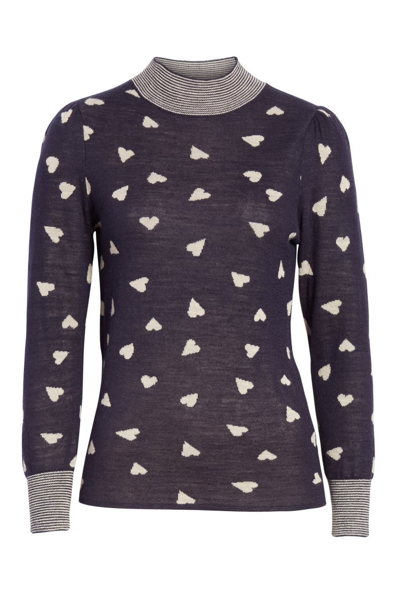 Heart Jacquard Sweater, Alternate, color, NAVY COMBO