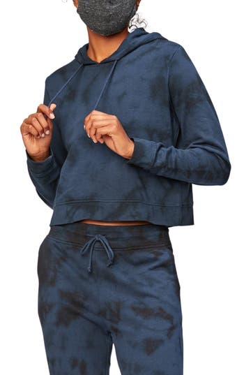 Threads 4 Thought Rory Cloud Wash Cropped Fleece Hoodie In Nightsky/black