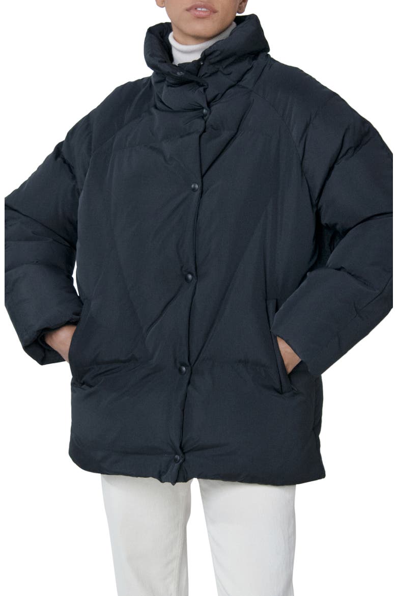 Ella Water Resistant Recycled Down Puffer Jacket, Main, color, BLACK