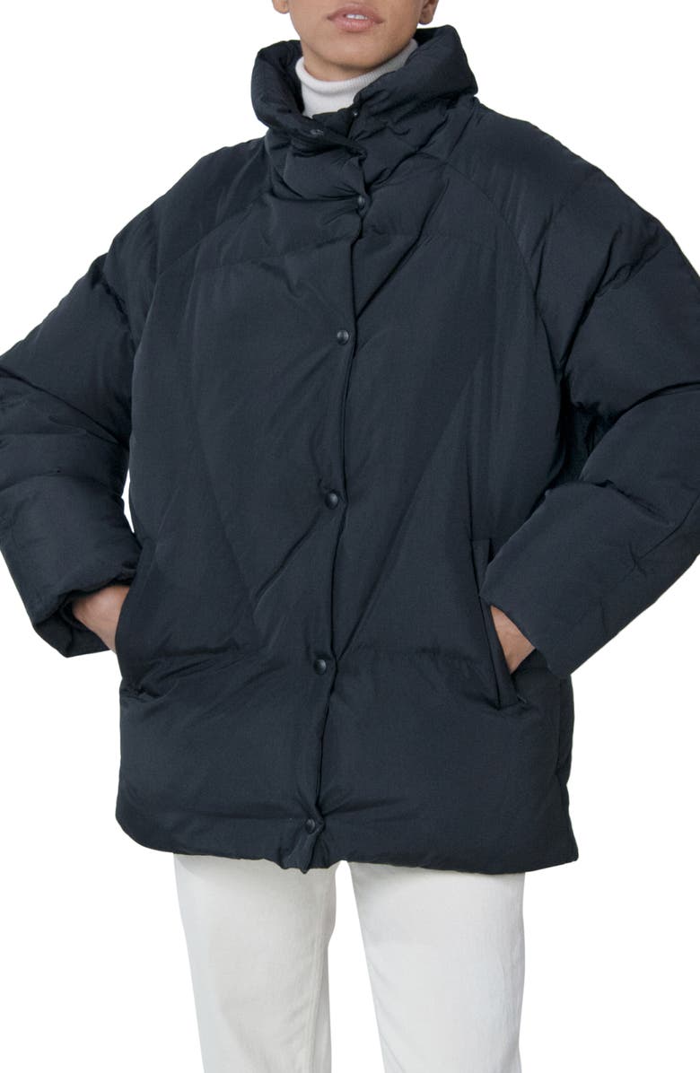 The Recycled Planet Company Ella Water Resistant Recycled Down Puffer Jacket, Main, color, Black