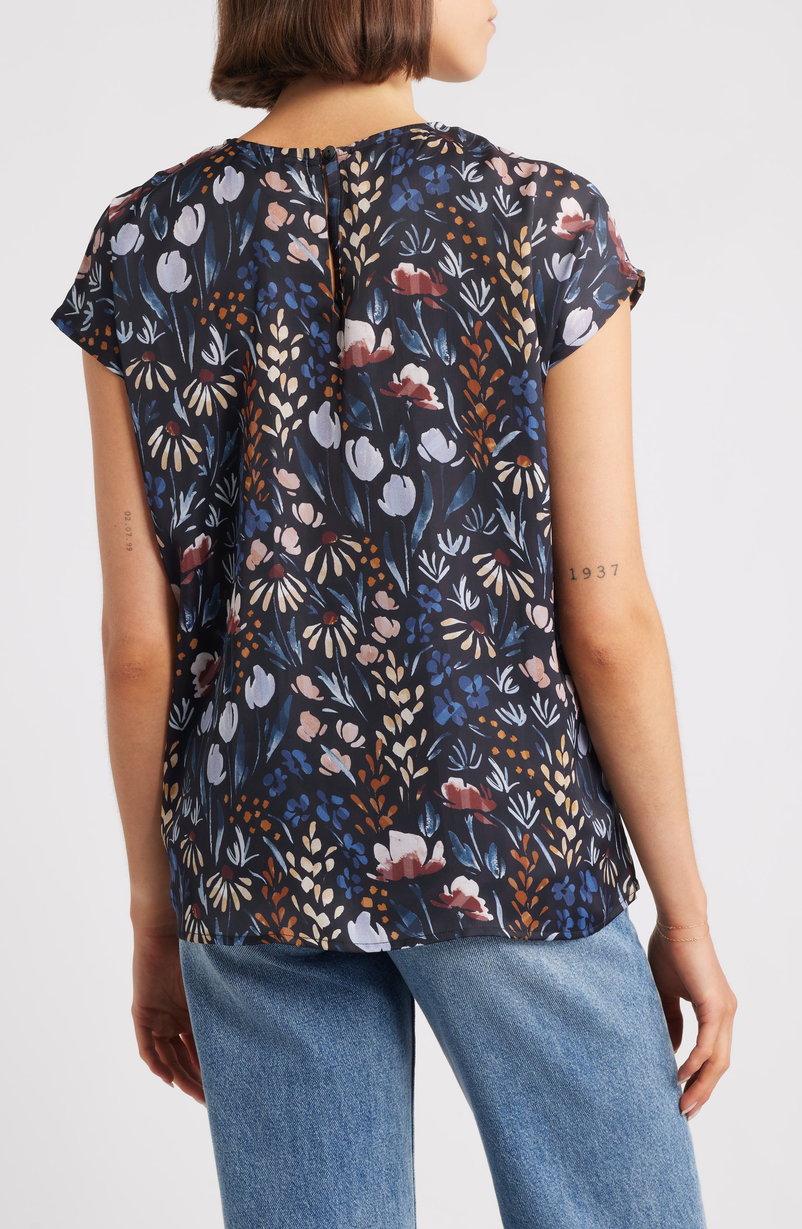 Print Cap Sleeve Shell - image 2