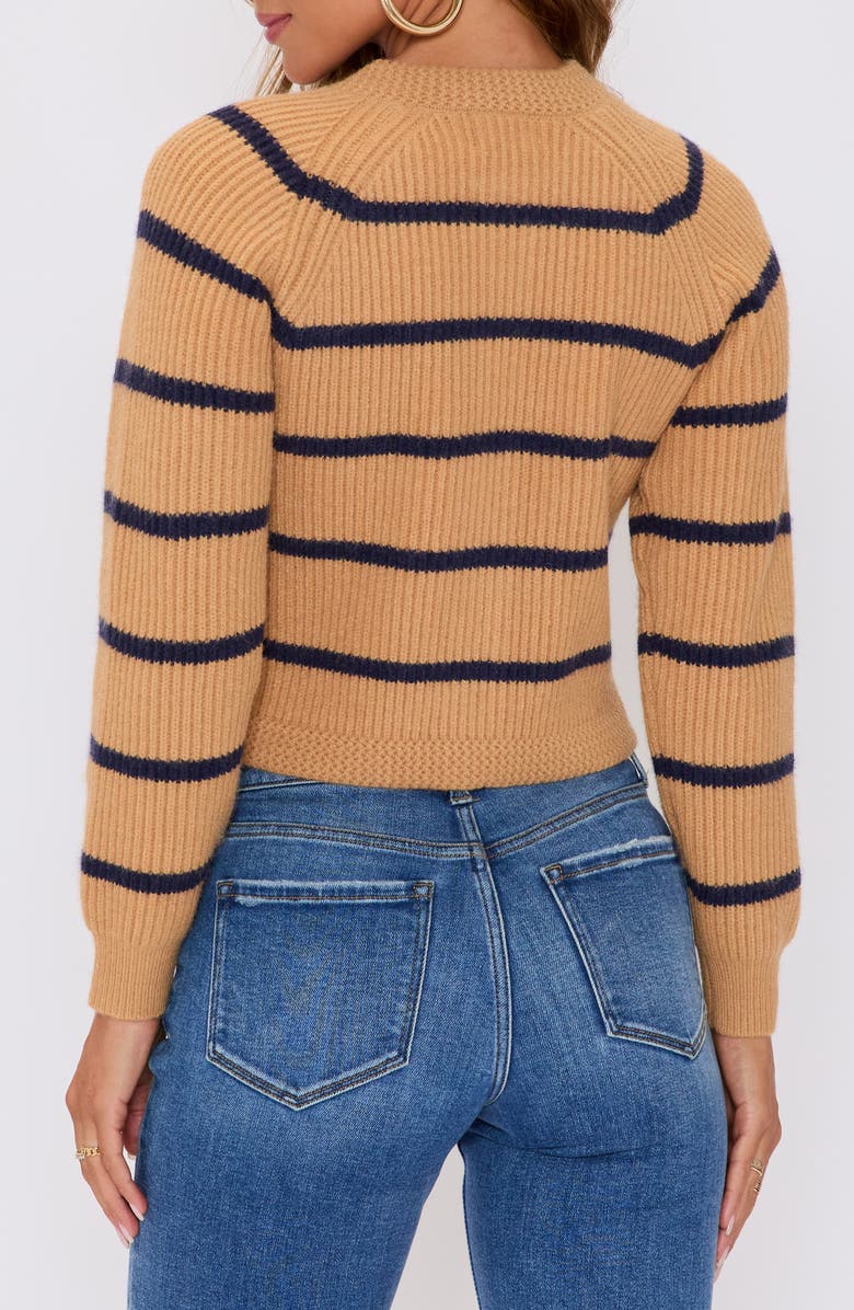 VICI Collection Nadia Stripe Crop Cardigan, Alternate, color, Camel Navy