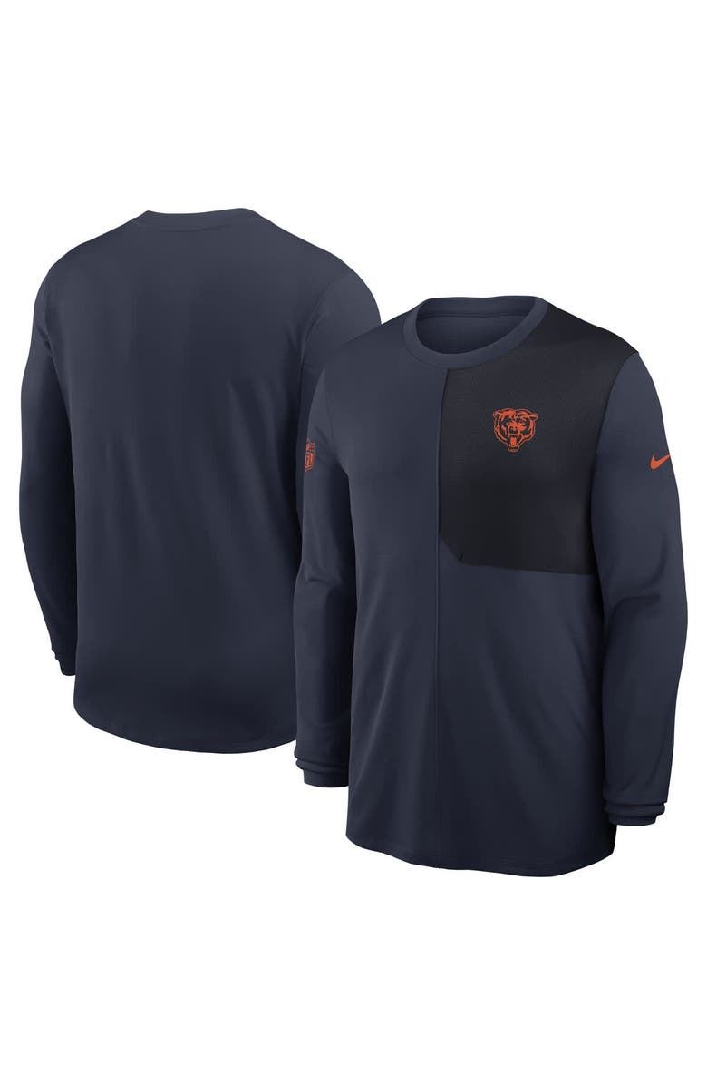 Nike Men's Nike Navy Chicago Bears Sideline Coach UV Performance Long Sleeve T-Shirt, Alternate, color, Navy