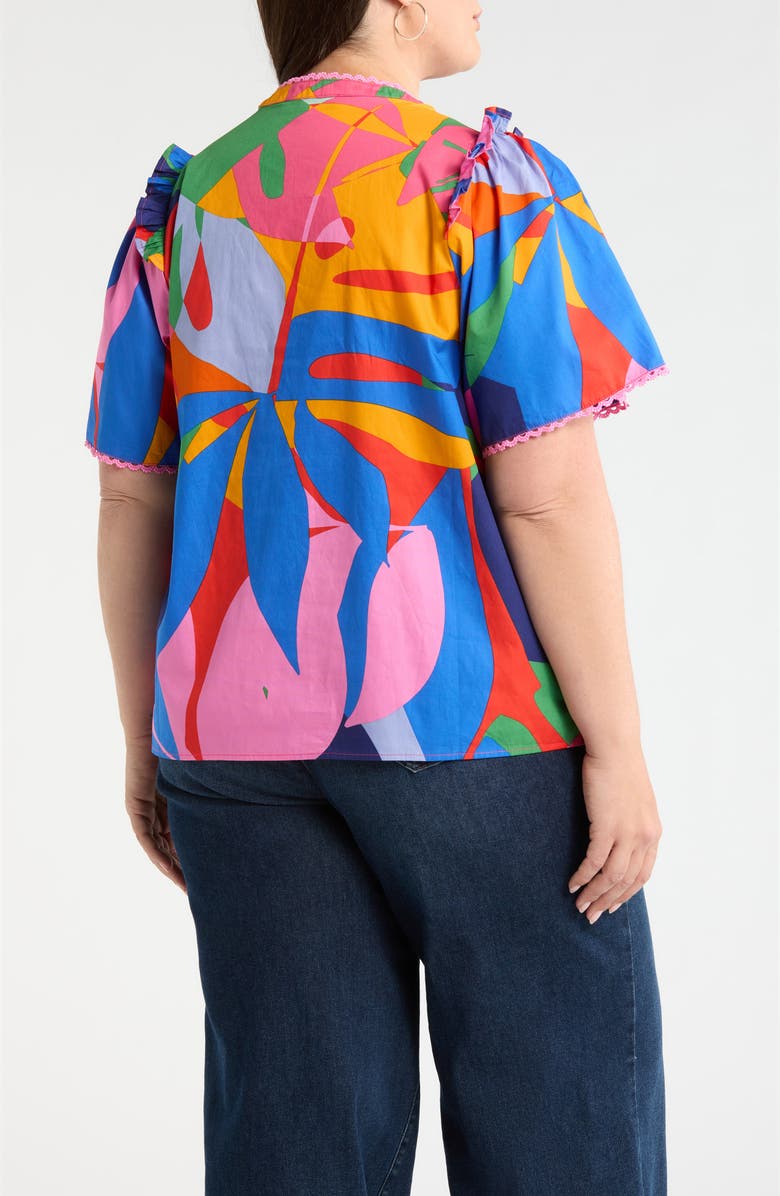 SUGARLIPS Chroma Abstract Winslet Ruffle Top, Alternate, color, Red-Blue-Multi