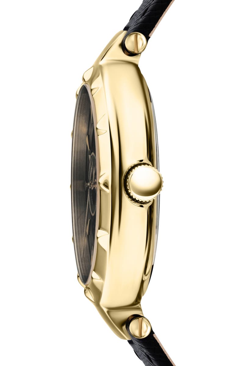 VERSUS Versace Two-Tone Japanese Quartz Leather Strap Watch, 36mm, Alternate, color, Gold