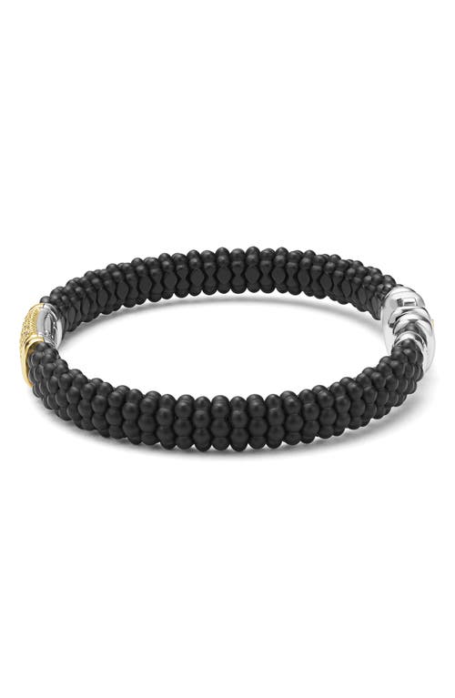 Lagos Two-tone Matte Black Ceramic Diamond Bracelet In Black