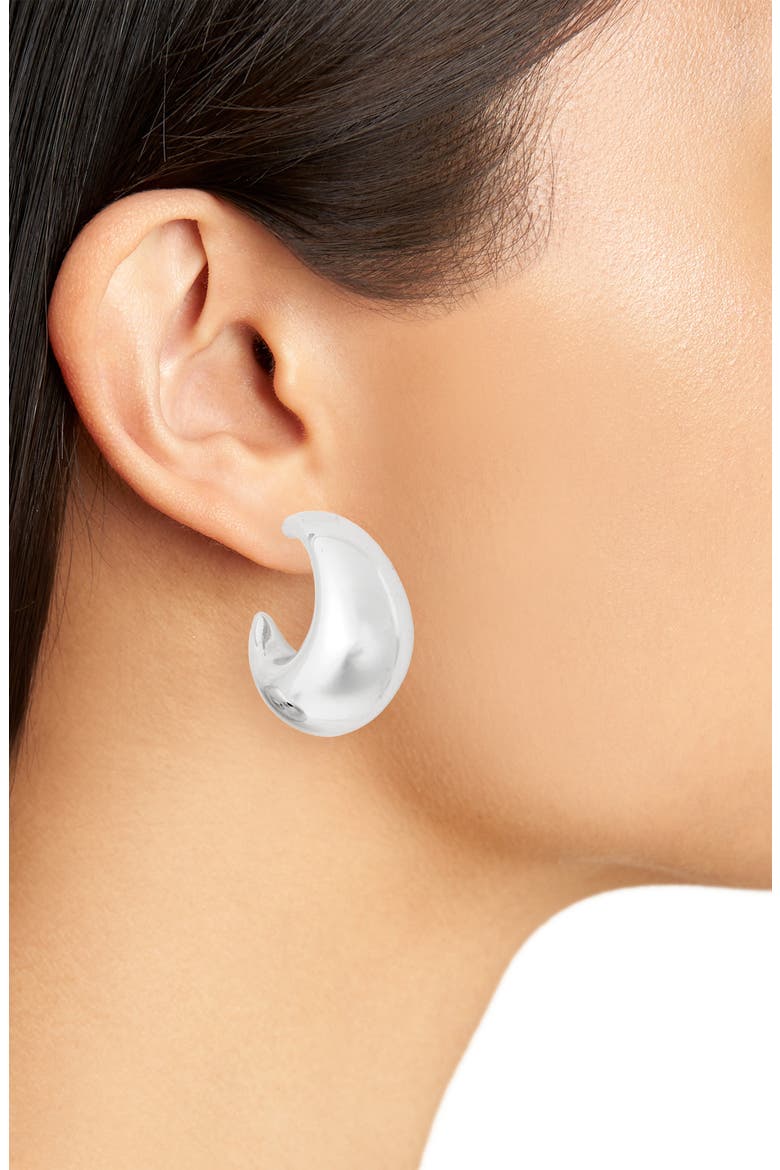 Puffy Hoop Earrings, Alternate, color, SILVER