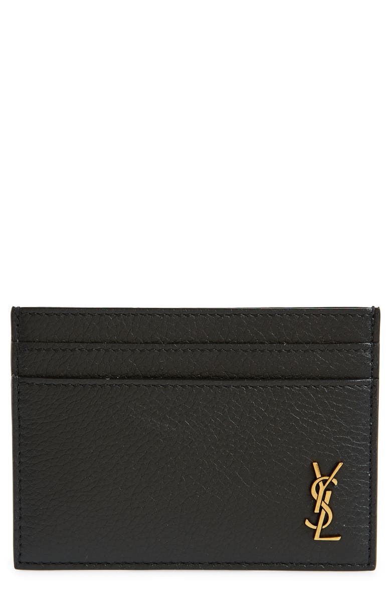 Saint Laurent Monogram Leather Card Case, Main, color,
