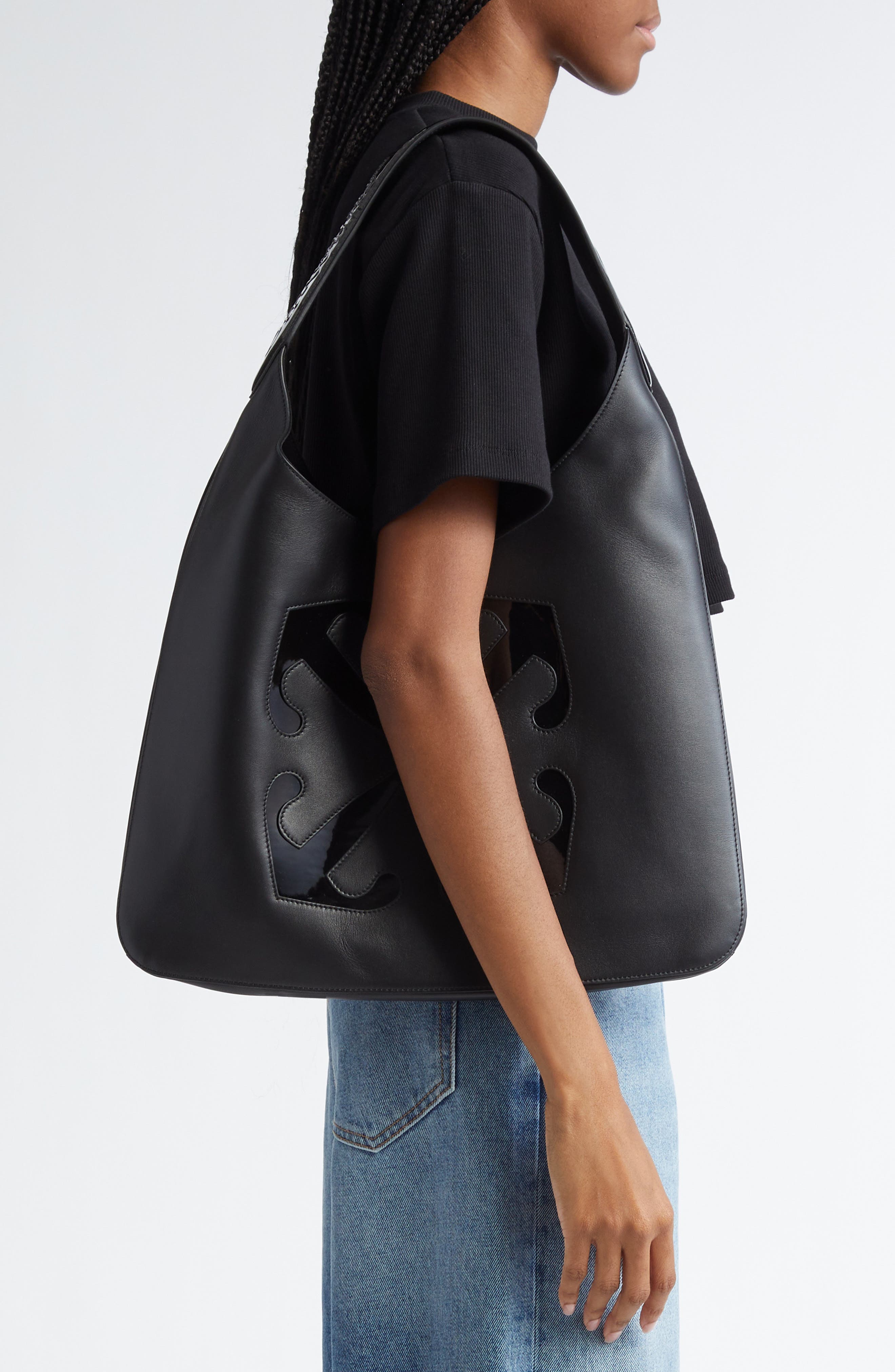 Off-White Metropolitan Leather Hobo Bag, Alternate, color, 