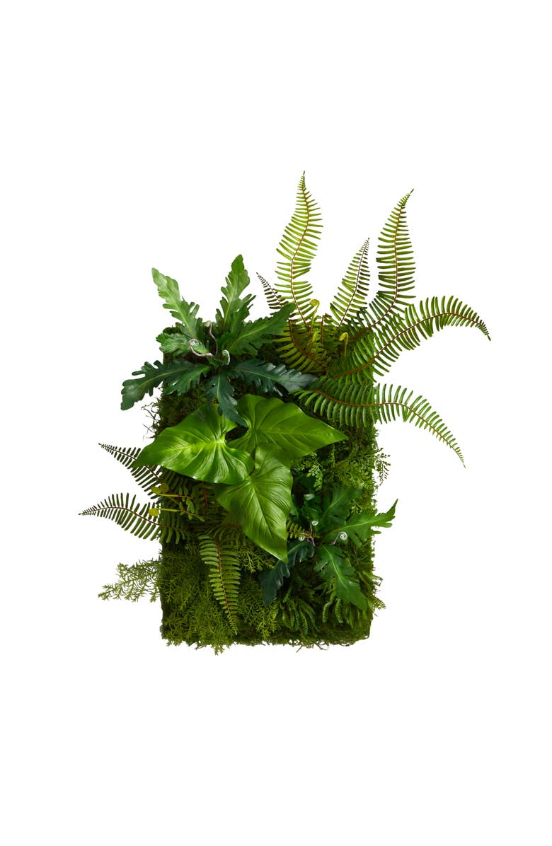 NEARLY NATURAL 24-in x 16-in Mixed Foliage Artificial Living Wall, Main, color, Green