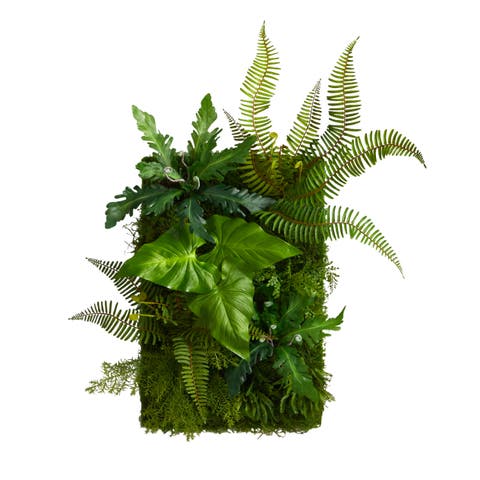 24-in x 16-in Mixed Foliage Artificial Living Wall