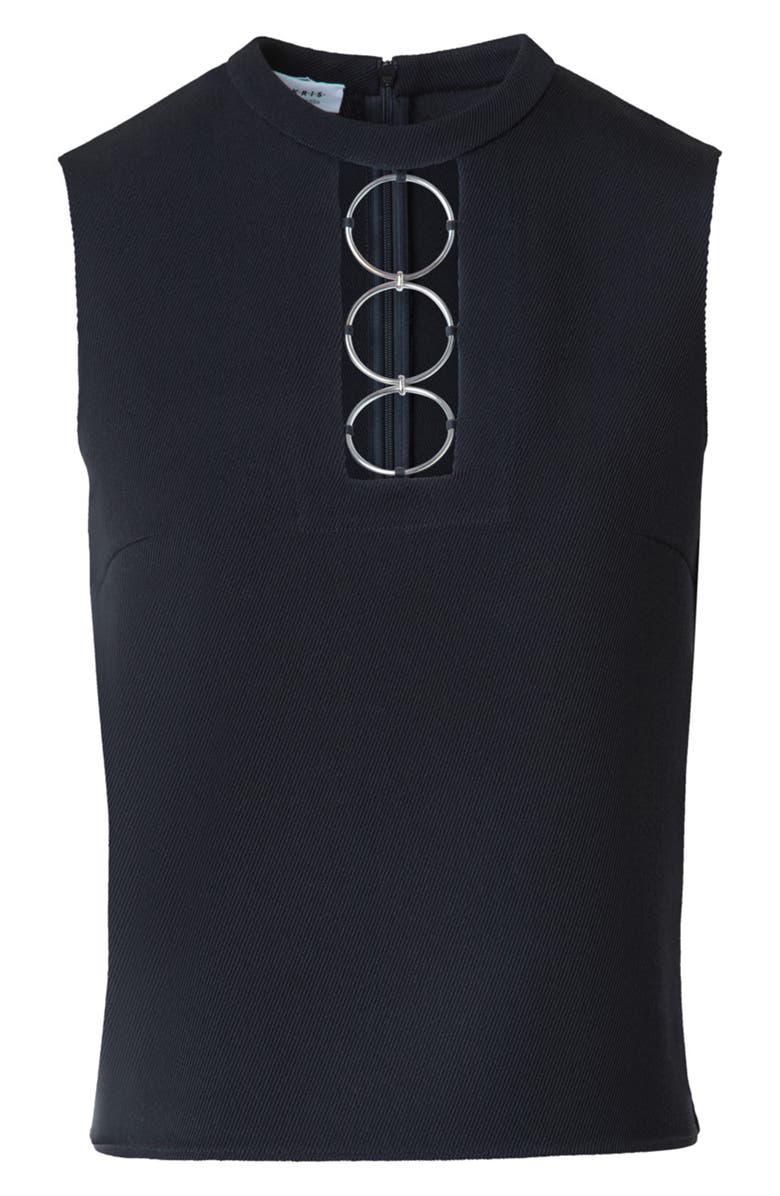 Akris punto Ring Yoke Virgin Wool Top, Alternate, color, Black