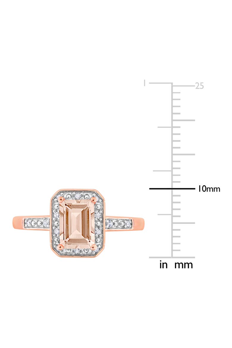 Emerald Cut Morganite & Diamond Halo Ring, Alternate, color, PINK