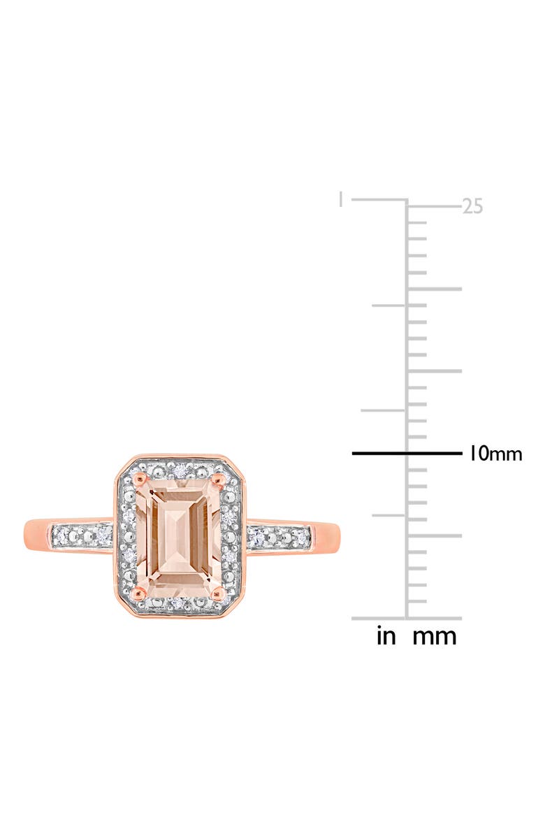 DELMAR Emerald Cut Morganite & Diamond Halo Ring, Alternate, color, Pink
