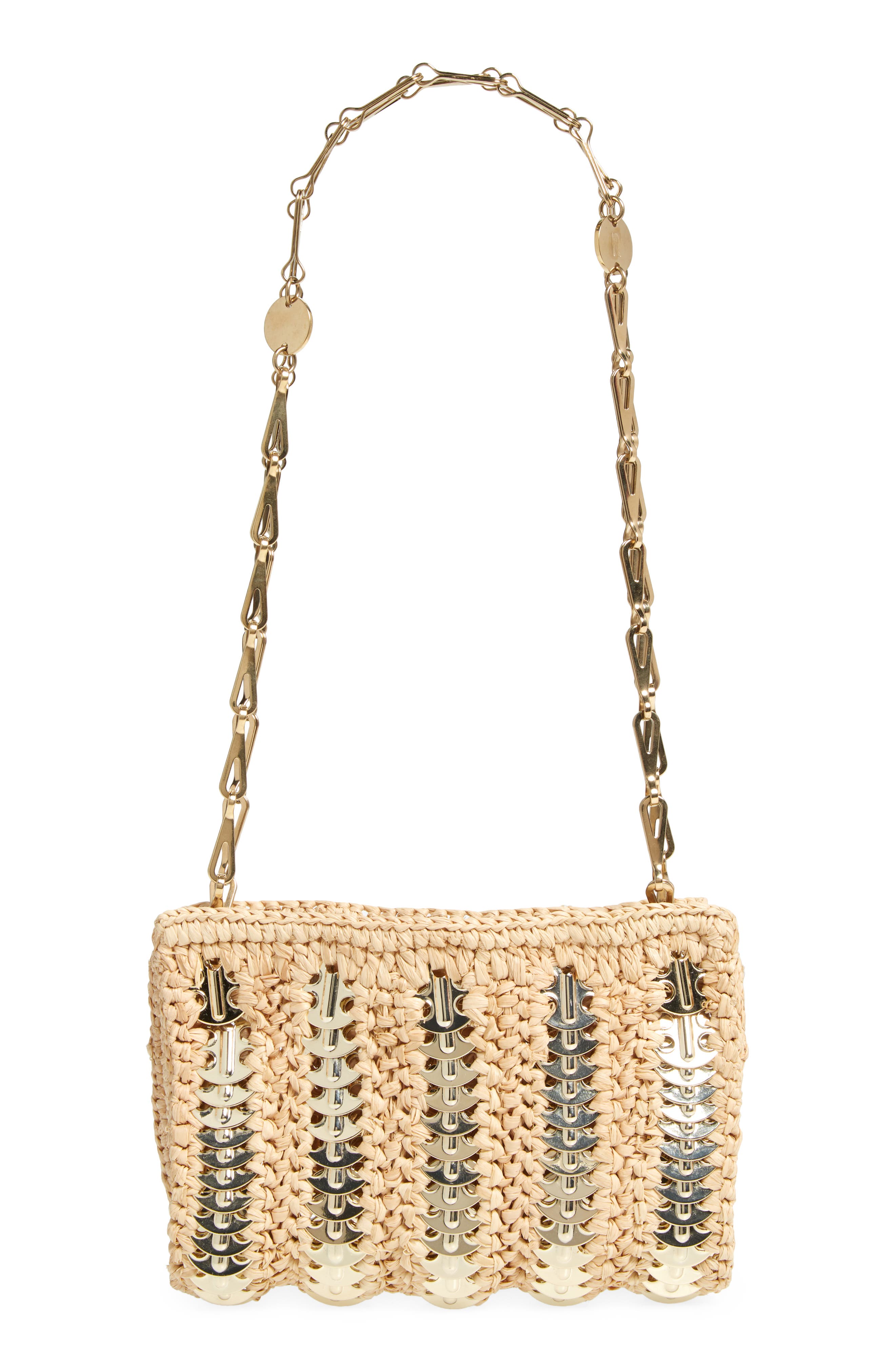 Rabanne Small 1969 Raffia Shoulder Bag, Alternate, color, 
