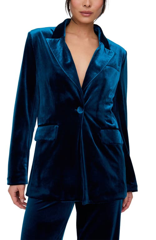 Lily And Lionel London Valerie Tailored Velvet Blazer In Blue