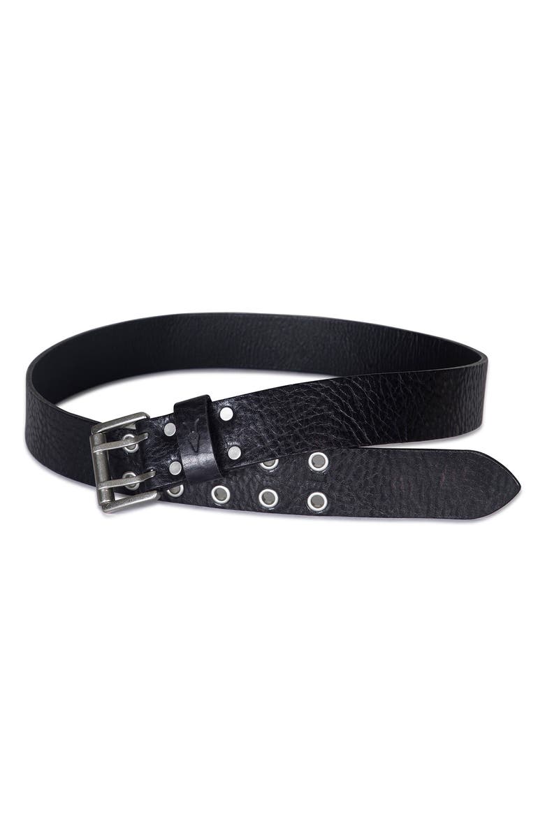 AllSaints Eyelet Distressed Leather Belt, Alternate, color, Black