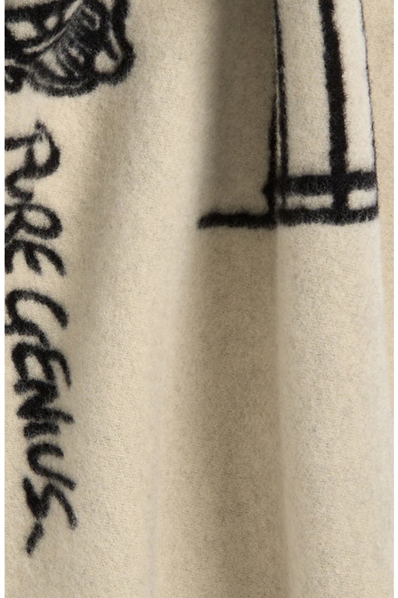 x Guinness Smooth Tempo Virgin Wool & Cashmere Fringe Scarf, Alternate, color, CREAM/ BLACK