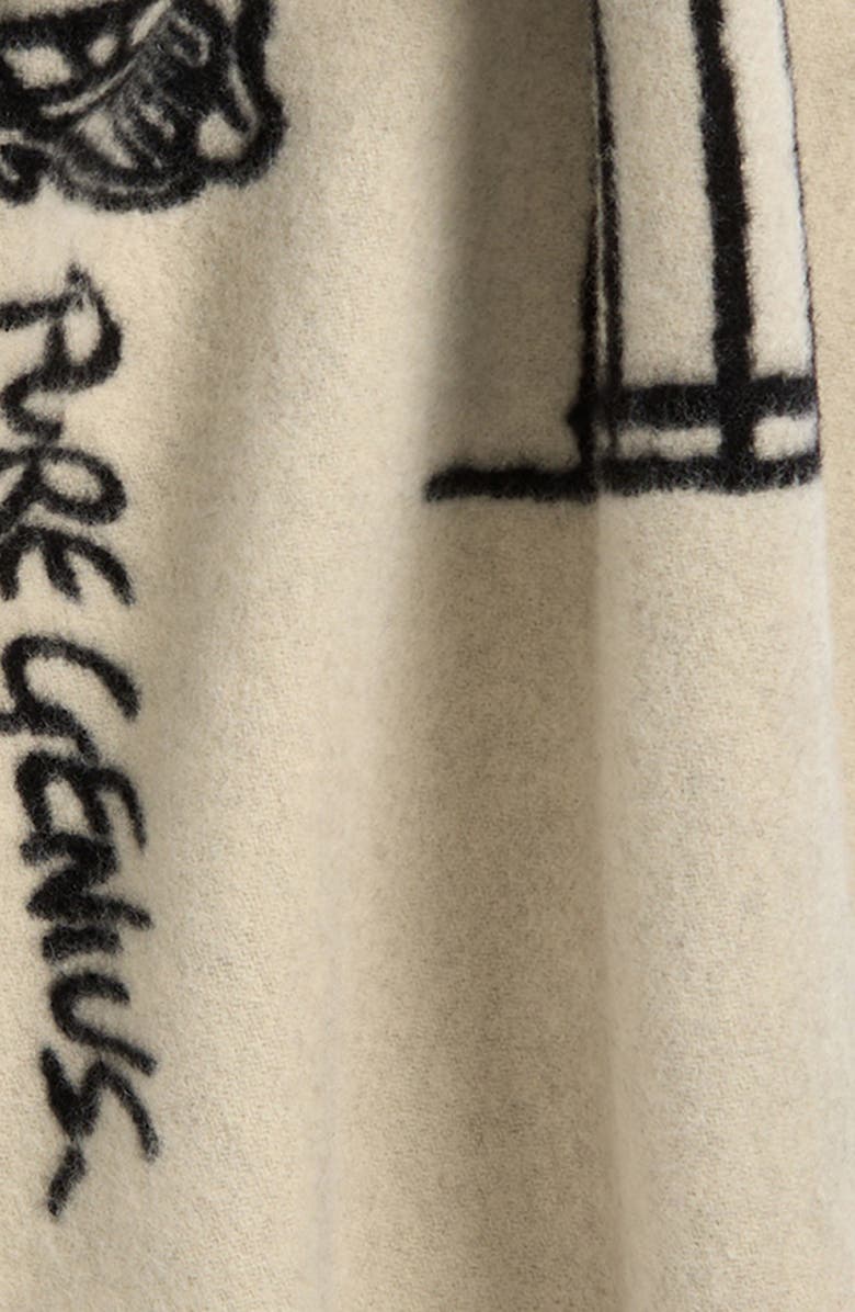 JW Anderson x Guinness Smooth Tempo Virgin Wool & Cashmere Fringe Scarf, Alternate, color, Cream/ Black