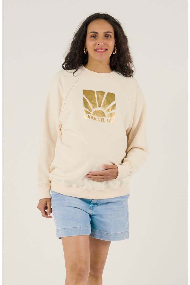 Maternity and Nursing Print Sweat Sunny, Alternate, color, Ecru