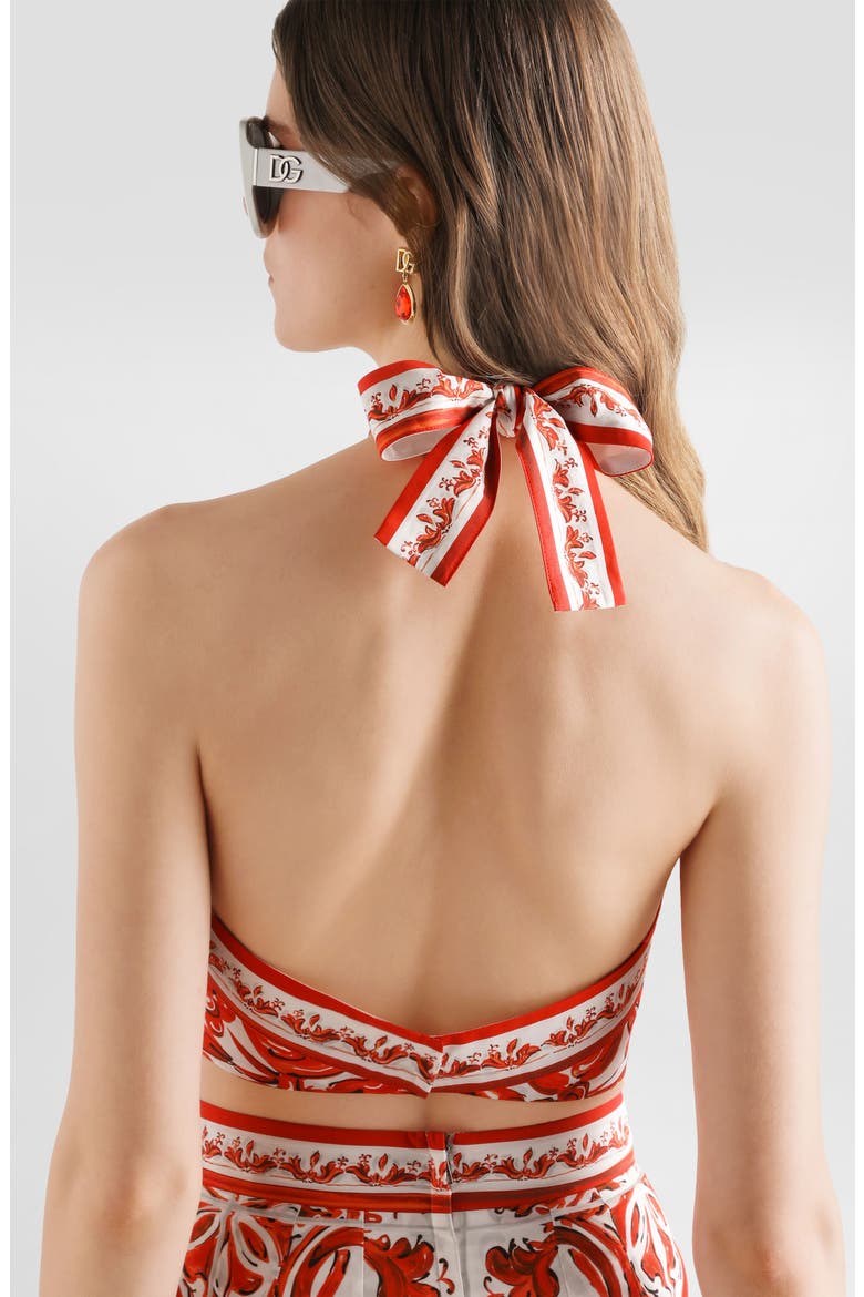 Majolica Print Cotton Poplin Halter Minidress, Alternate, color, S9000 VARIANTE ABBINATA