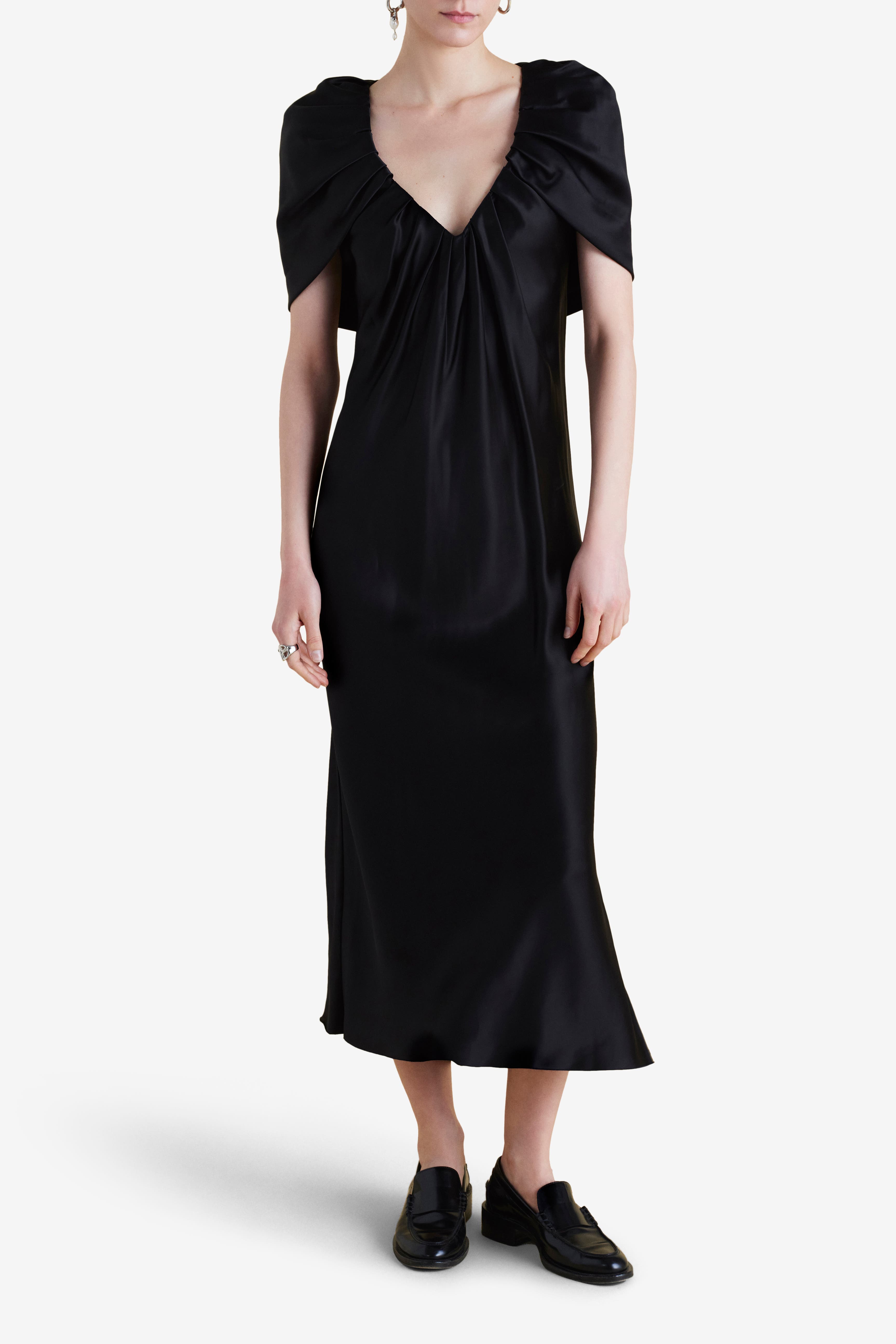 Satin Sheath with Draped Neckline