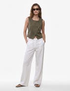 Koton Crew Neck Asymmetric Linen Vest